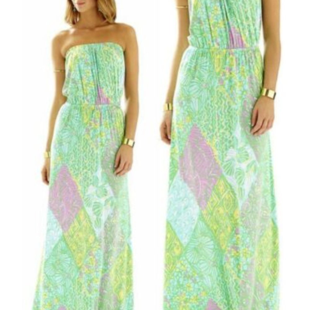 Lilly Pulitzer Marlisa Sun Dance Slub Jersey Strapless Maxi Dress